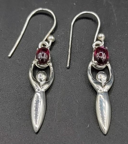 Earrings Garnet Goddess Sterling Silver