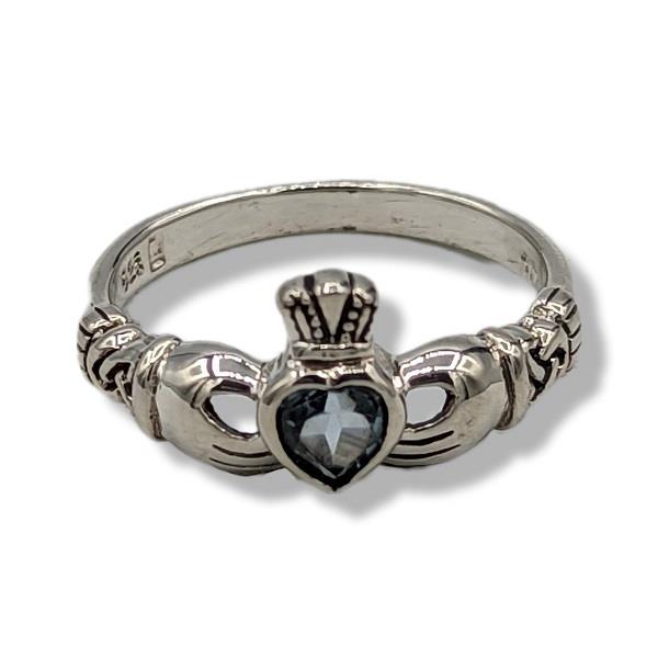 Ring Blue Topaz Claddagh Sterling Silver | Earthworks 