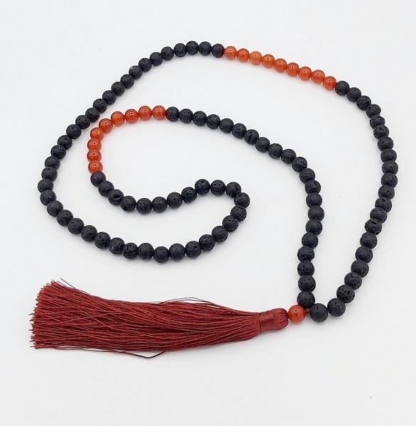 Prayer Mala Carnelian Lava Stone | Earthworks