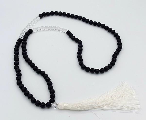 Prayer Mala Quartz Crystal Lava Stone | Earthworks
