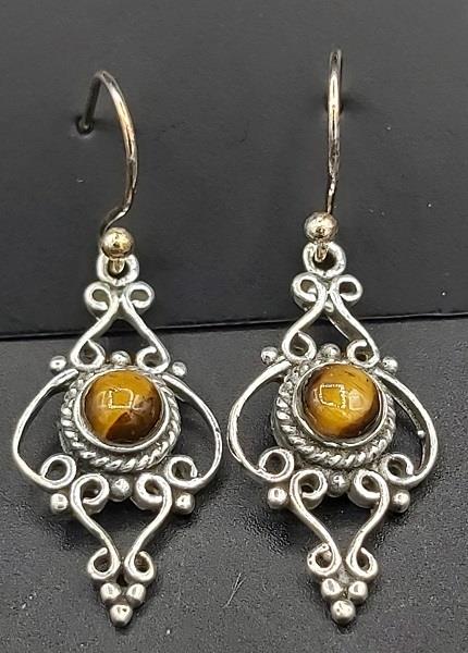 Earrings Tiger's Eye Sterling Silver