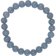 Blue beaded bracelet on a white background