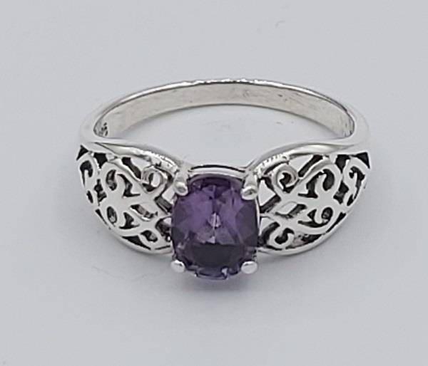 Ring Amethyst Celtic Sterling Silver | Earthworks 