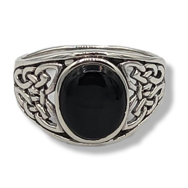 Ring Black Onyx Celtic Sterling Silver | Earthworks