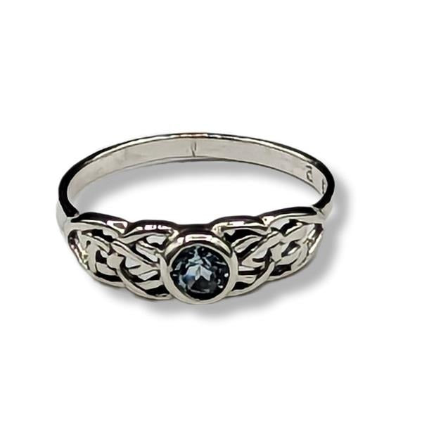 Ring Blue Topaz Celtic Sterling Silver | Earthworks