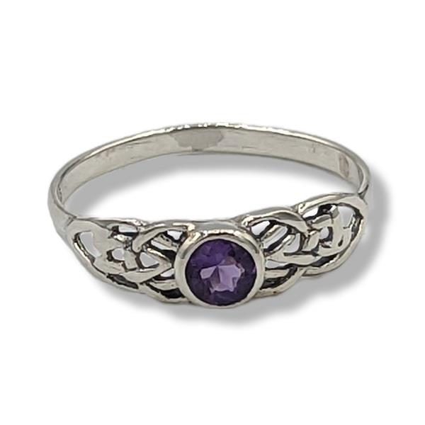 Ring Amethyst Celtic Sterling Silver | Earthworks