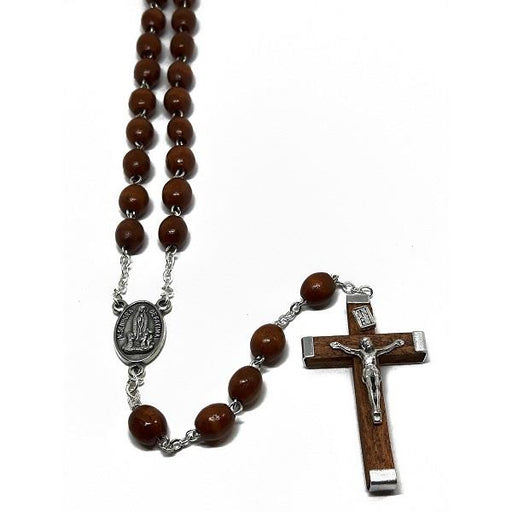 Rosary Brown Wood With Crucifix | Earthworks