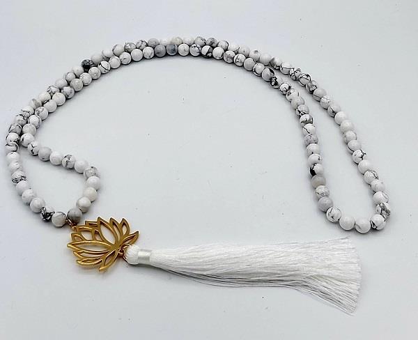 Prayer Mala Howlite Lotus | Earthworks