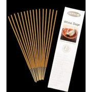 Incense sticks with a white packaging label on a black background