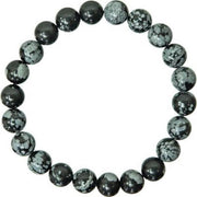 Black and gray beaded bracelet on a white background