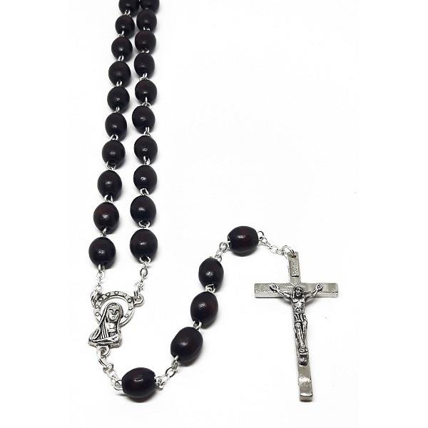 Rosary Maroon Wood Bead 22"