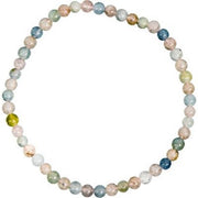 Morganite beaded bracelet on a white background