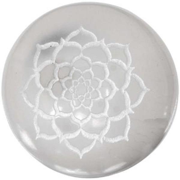 2" Etched Selenite Sphere Lotus | Earthworks