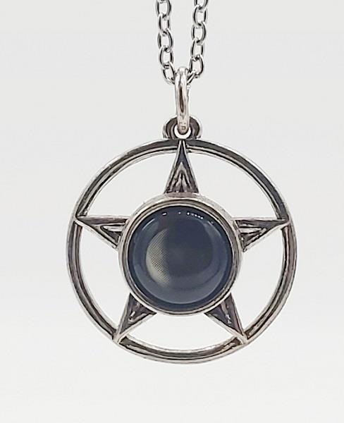 Pentacle Necklace 2D Waning Crescent Moon