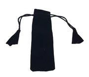 Black drawstring pouch on a white background