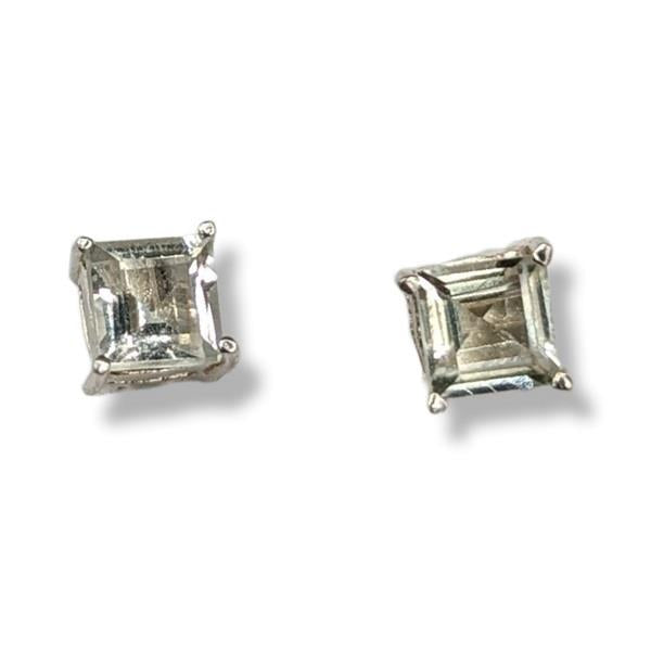 Earrings Prasiolite Stud Sterling Silver | Earthworks