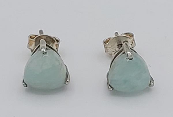Earrings Amazonite Triangle Sterling Sliver Stud