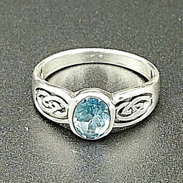 Ring Blue Topaz Celtic Sterling Silver