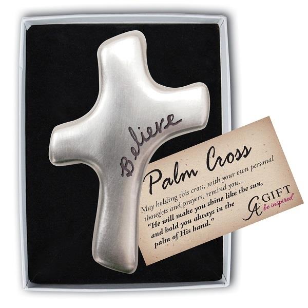 Cross Metal Palm Believe | Earthworks 