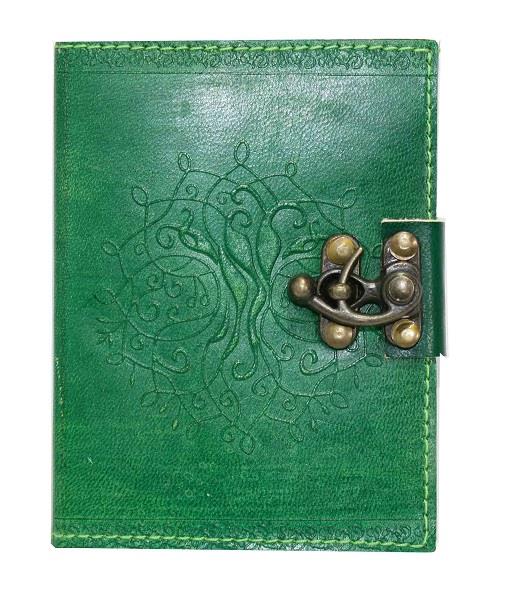 Leather Journal Green Tree of Life 4x5