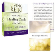 Living Reiki Healing Cards packaging with a card displayed on a white background