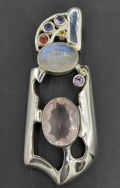 Pendant Multi Stone Sterling Silver
