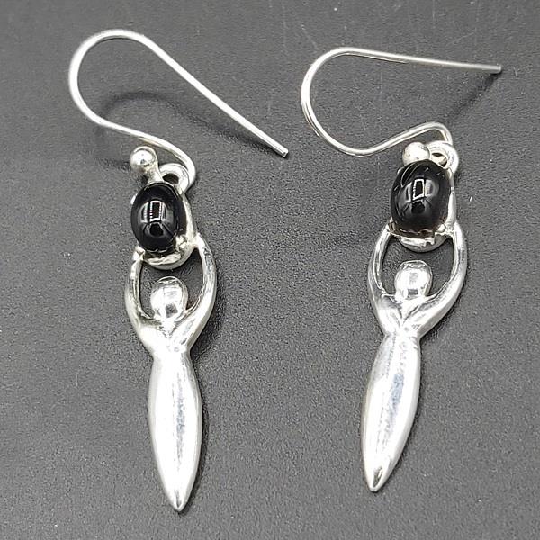 Earrings Black Onyx Goddess Sterling Silver