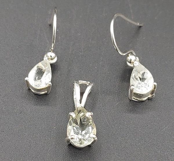 Pendant Earrings Set Prasiolite