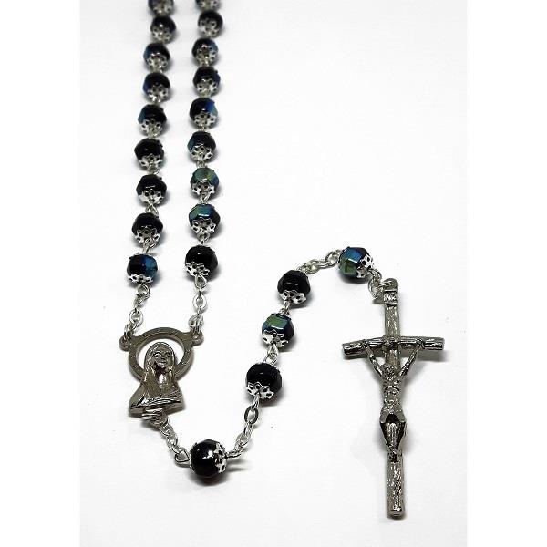 Rosary Black Ab Capped Bead 19" | Earthworks 