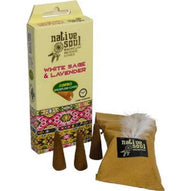 Native Soul White Sage & Lavender incense packaging with incense cones and bag on a white background