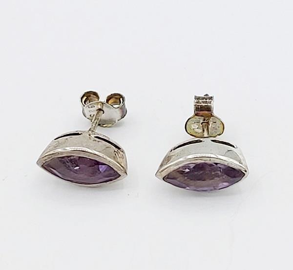 Earrings Amethyst Sterling Silver Stud