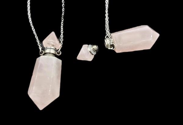 Stone Perfume Necklace Rose Quartz