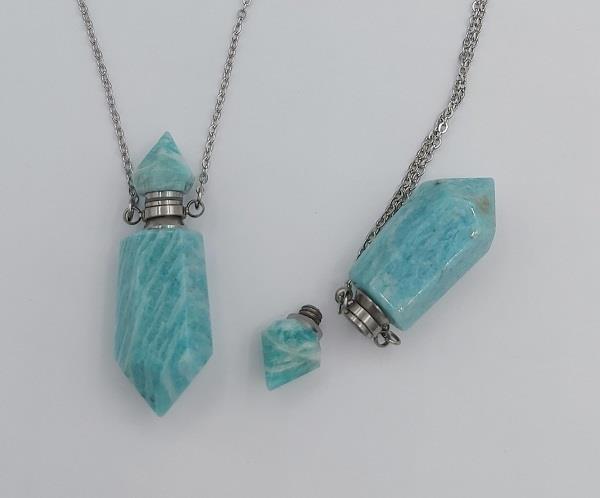 Stone Perfume Necklace Amazonite