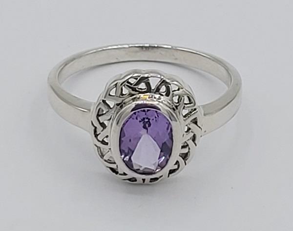 Ring Amethyst Celtic Sterling Silver