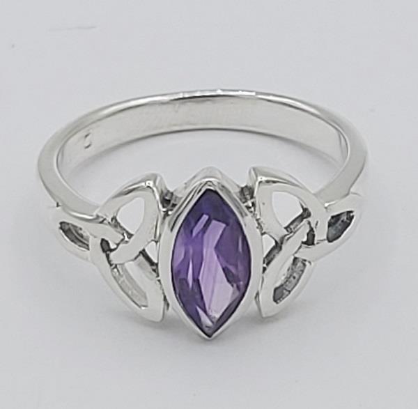 Ring Amethyst Celtic Sterling Silver