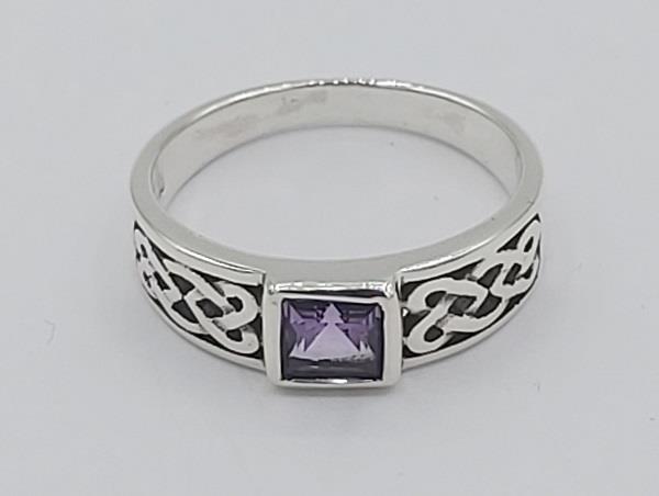 Ring Amethyst Celtic Sterling Silver