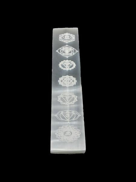 Selenite Charging Plate Chakras Engraved