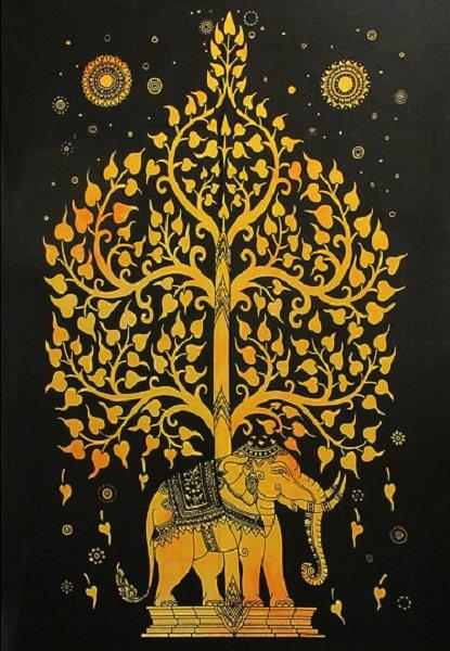 Throw Elephant Tree of Life Yellow | Earthworks 