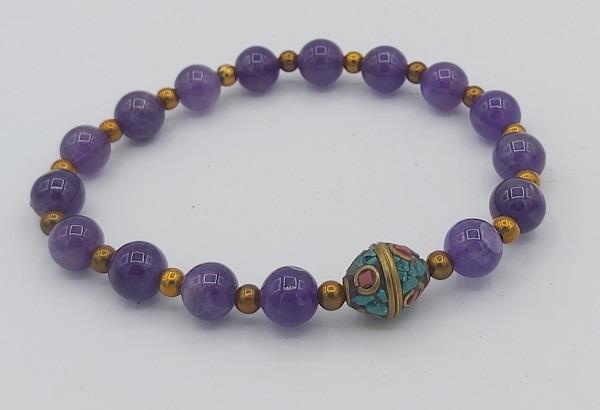 8mm Bracelet Amethyst Himalayan Guru Bead | Earthworks 