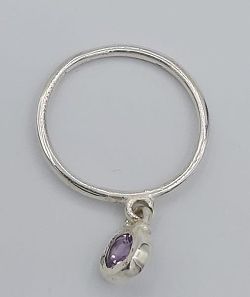 Ring Amethyst Dangle Sterling Silver | Earthworks 