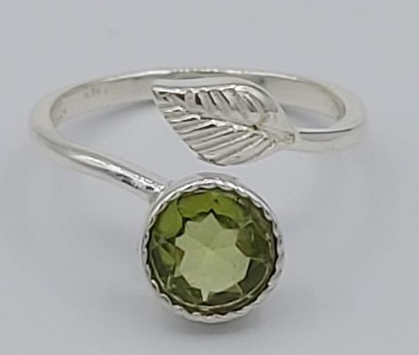 Ring Peridot Sterling Silver Wrap Leaf | Earthworks 
