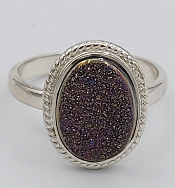 Ring Titanium Druzy Quartz Sterling Silver | Earthworks