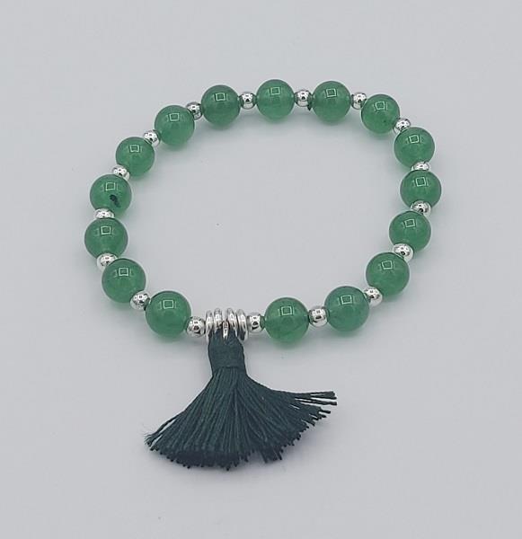 8mm Bracelet Green Aventurine with Tassel | Earthworks