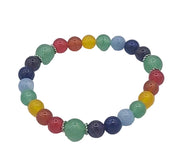 Multicolored beaded bracelet on a white background