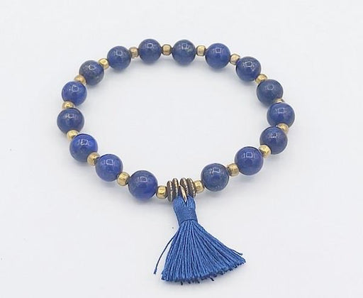8mm Bracelet Lapis Lazuli with Tassel | Earthworks 