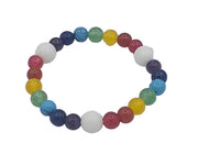 Multicolored beaded bracelet on a white background