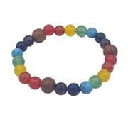 Multicolored beaded bracelet on a white background