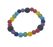 Multicolored beaded bracelet on a white background