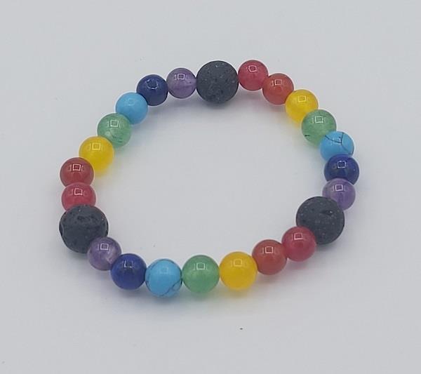 6mm Bracelet Chakra & Lava Stone Child Size| Earthworks