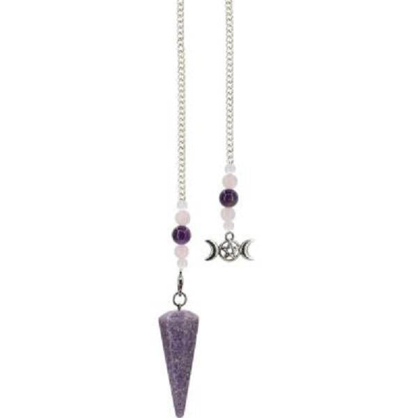 Pendulum Lepidolite Triple Moon | Earthworks 